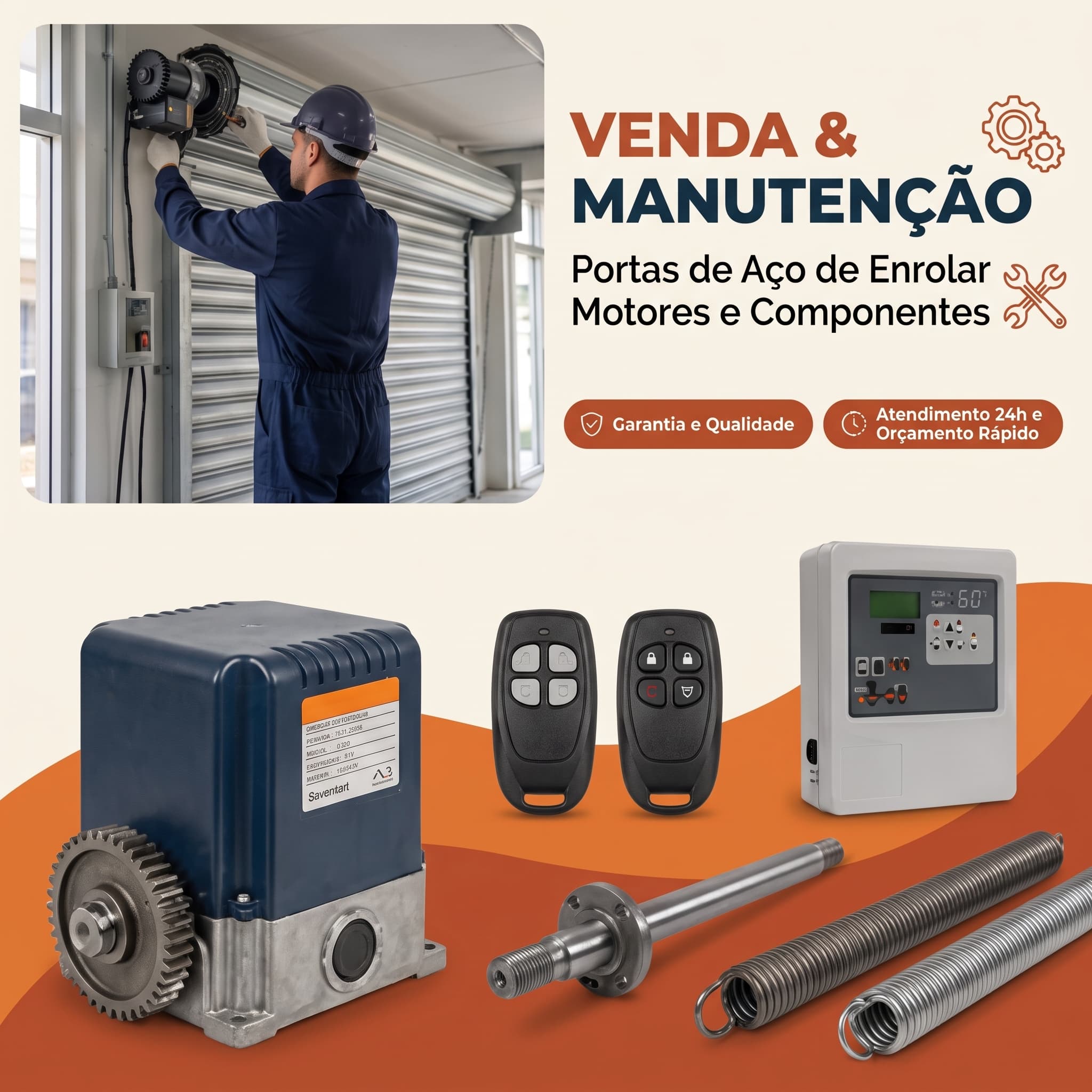 Porta de aço de enrolar automática instalada pela Horizonte Portas